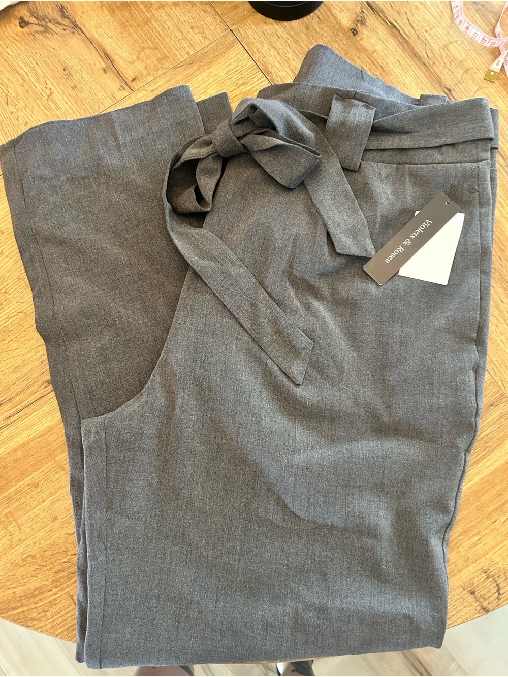 Women's Gray Tie-Waist Trousers